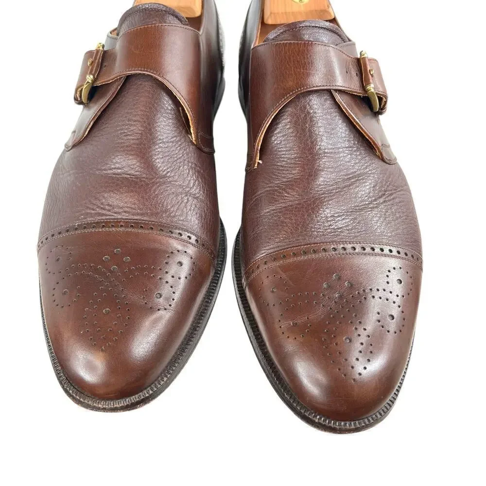 MEZLAN ATHENS Brown Leather Oxford Monk Strap Dress Shoes Men's 10.5 M